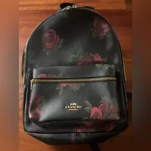 Coach | Bags | Coach Black And Red Rose Floral Medium  display picture 3